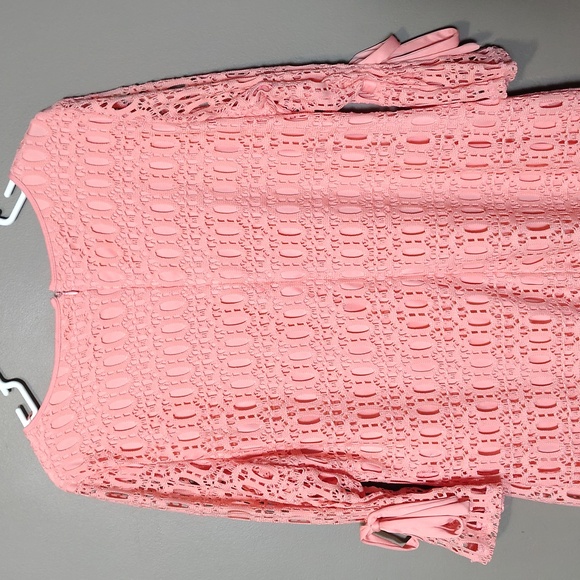 R & K Peachy Pink Cut Out Dress W Built In Lining And Tie Arms Size 18 - Picture 8 of 8